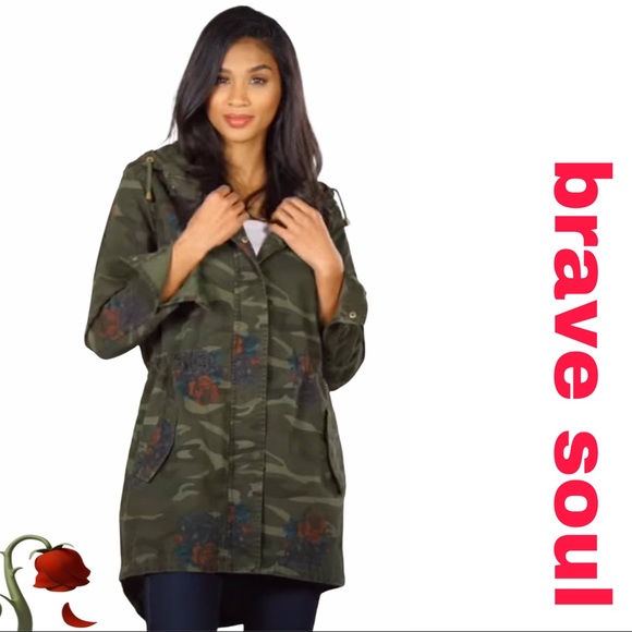 Brave Soul Jackets & Blazers - Brave Soul Camo Lightweight Parka